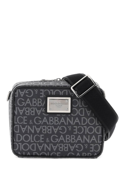 DOLCE & GABBANA COATED JACQUARD MESSENGER BAG