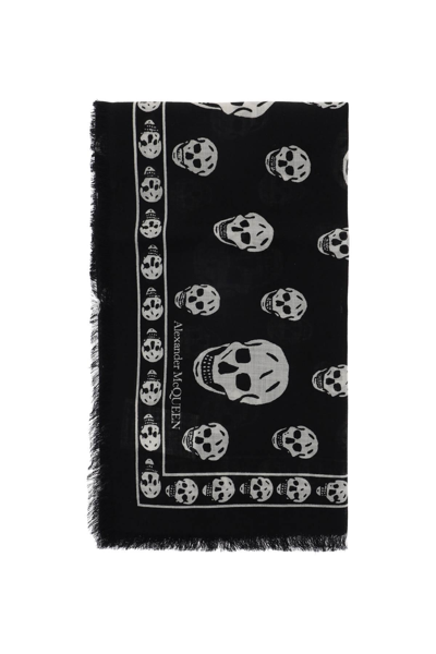 Alexander Mcqueen Biker Skull Wool Scarf In Mixed Colours