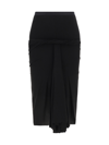 Rick Owens Twist-detailing Midi Skirt In Black