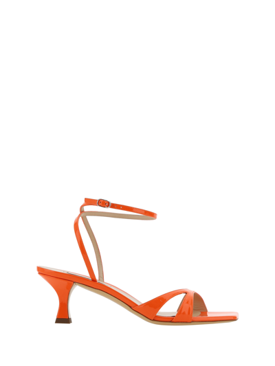 Casadei Geraldine Patent-leather Sandals In Orange
