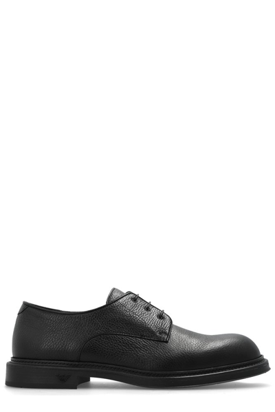 Emporio Armani Leather Shoes In Black