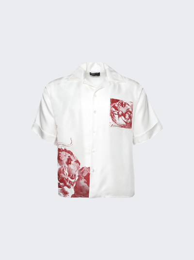 Enfants Riches Deprimes Rat Palace Silk Shirt In White And Scarlet