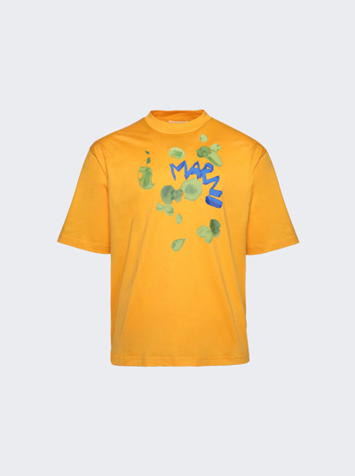 Marni Logo T-shirt With Dripping Paint Design In Light Orange
