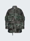 Attico Fern Camouflage-print Denim Jacket In Stained Green Camouflage