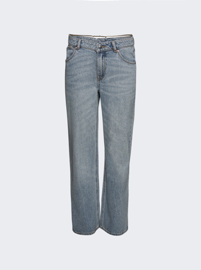 Alexander Wang Nameplate V Denim Jean In Vintage Faded Indigo