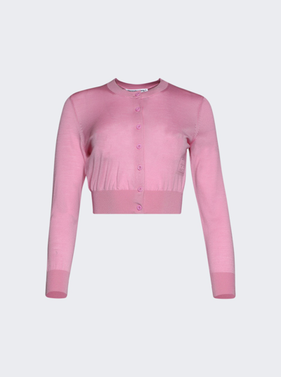 Alexander Wang T Cropped Logo Cardigan In Candy Pink