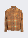 Erl Check-print Cotton Shirt In Grey Brown