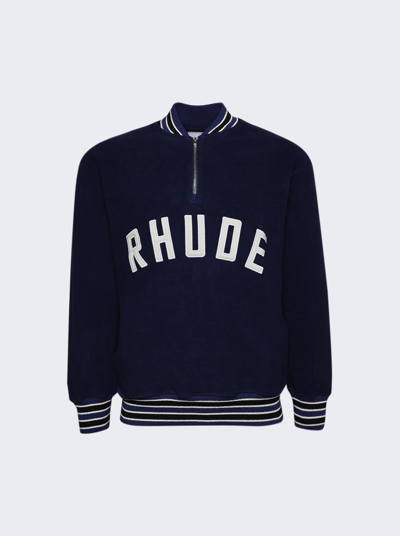 Rhude Logo-patch Zipped Sweatshirt In Blue
