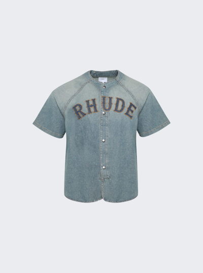 Rhude Man Denim Shirt Blue Size L Cotton