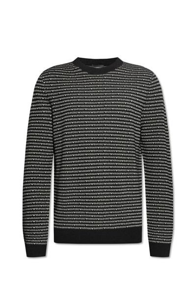 Emporio Armani Monogrammed Sweater In Black