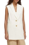 Scotch & Soda Single-breasted Long Gilet In 0001-off White