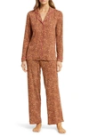 Nordstrom Moonlight Eco Knit Pajamas In Tan Sandstorm Leopard Spots