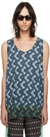 Dries Van Noten Blue Gradient Tank Top In 901 Anthracite