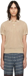 Dries Van Noten Beige Spread Collar Polo In 103 - Beige