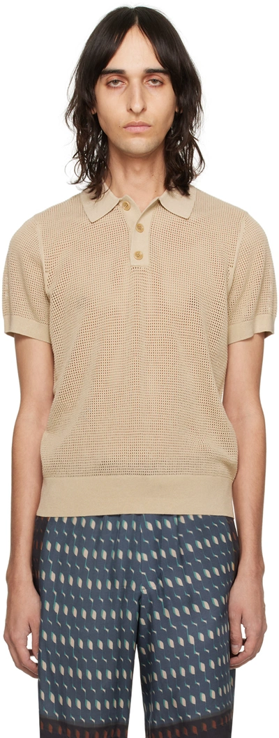 Dries Van Noten Beige Spread Collar Polo