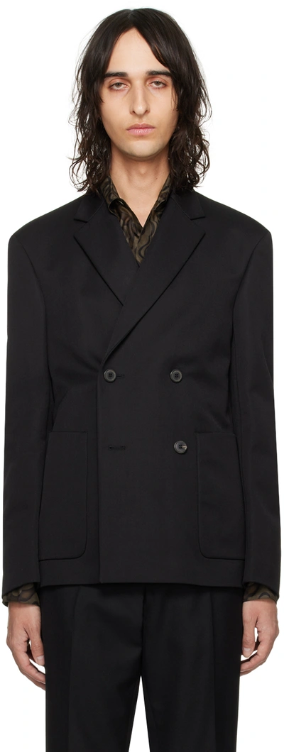 Dries Van Noten Black Double-breasted Blazer In 900 Black