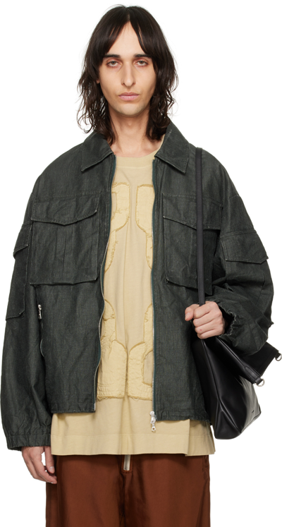 Dries Van Noten Khaki Coated Jacket In 605 Bottle