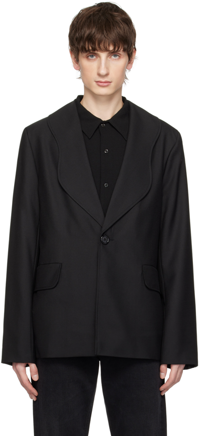 Séfr Black Peace Blazer In Black Wool