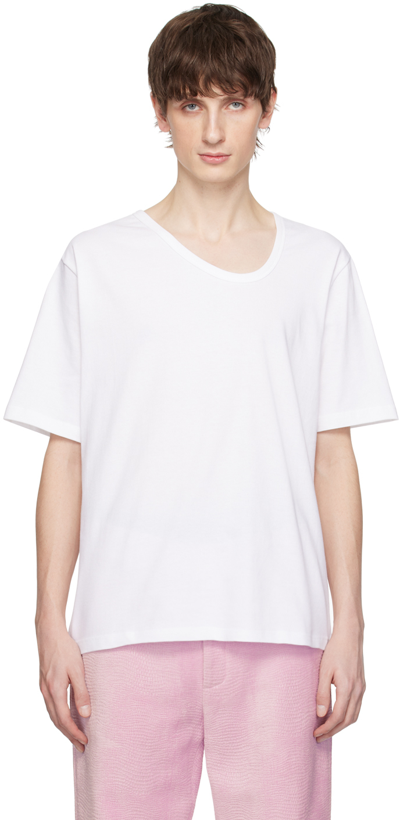 Séfr White Uneven T-shirt In Off White Jersey