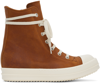 RICK OWENS ORANGE WAXY SNEAKERS