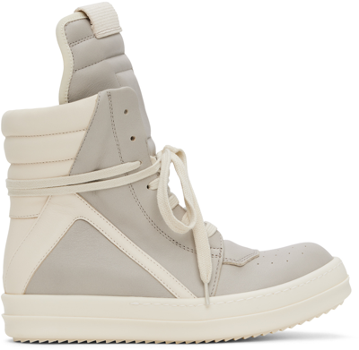 Rick Owens Geobasket Sneakers In 811 Pearl/milk/milk