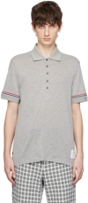 Thom Browne Knitted Cotton Polo Shirt In 035 Med Grey