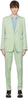 DRIES VAN NOTEN GREEN SLIM FIT SUIT