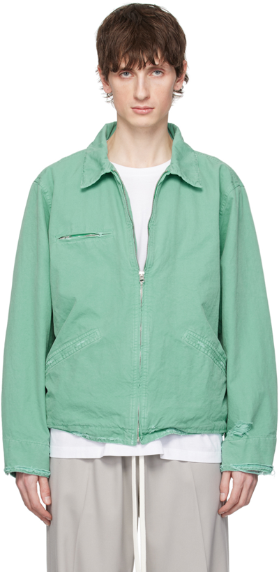 Mm6 Maison Margiela Men's Distressed Utility Jacket In Turquoise