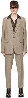 DRIES VAN NOTEN TAN HOUNDSTOOTH SUIT