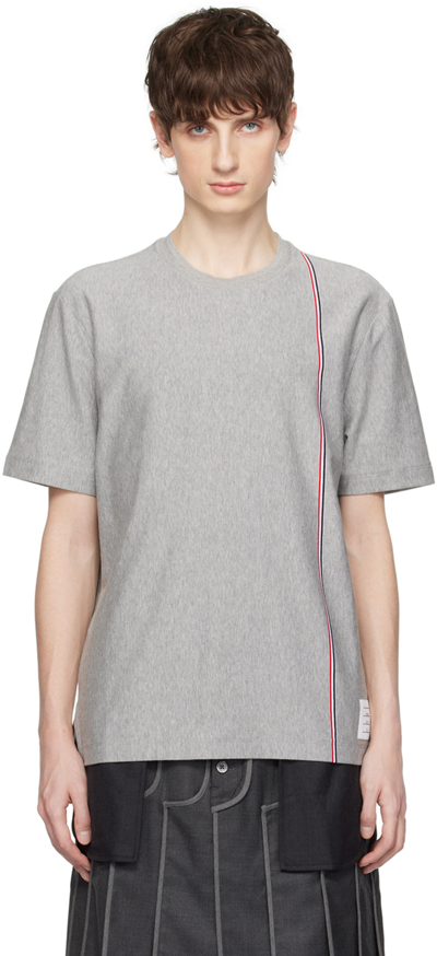 Thom Browne Gray Striped T-shirt In 035 Med Grey