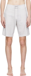 THOM BROWNE GRAY STRIPE SWIM SHORTS