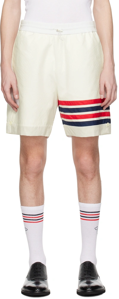 Thom Browne White 4-bar Shorts In 100 White