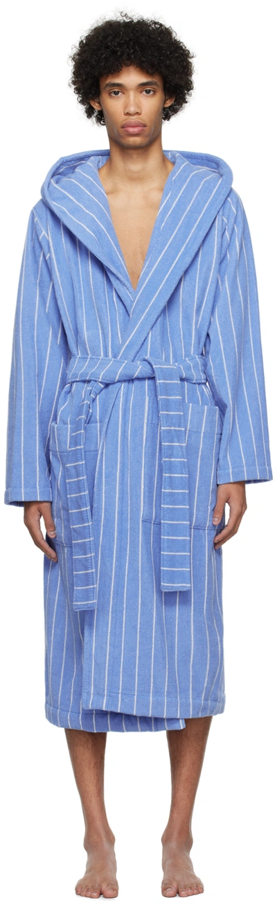 TEKLA BLUE HOODED BATHROBE