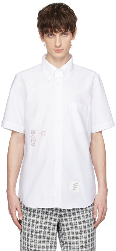 Thom Browne White Appliqué Shirt In 100 White