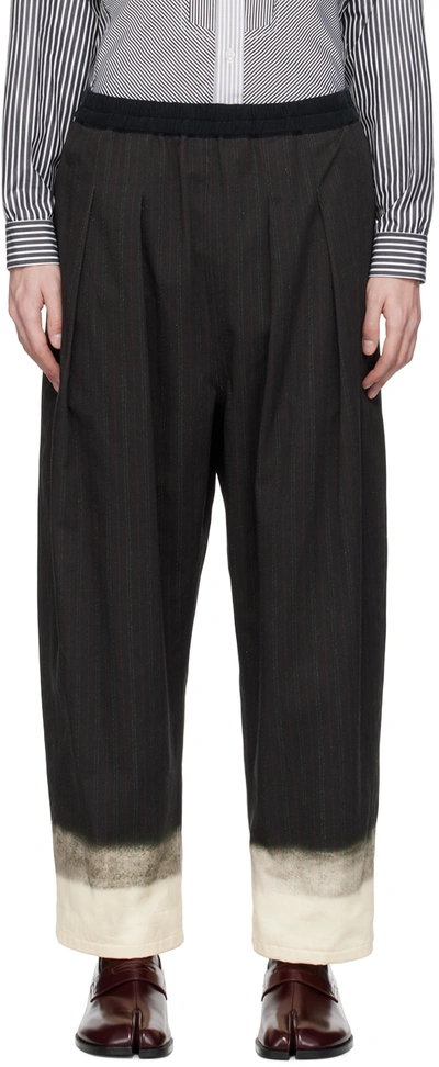 Maison Margiela Pinstriped Wide-leg Trousers In Black
