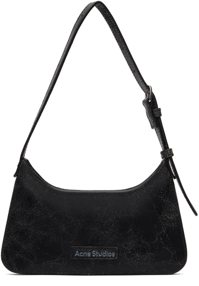 Acne Studios Mini Platt Crackled Leather Shoulder Bag In Black