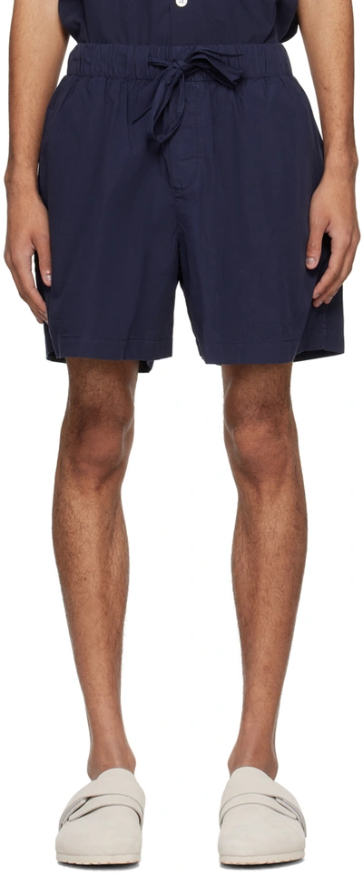 Tekla Navy Drawstring Pyjama Shorts In Blue