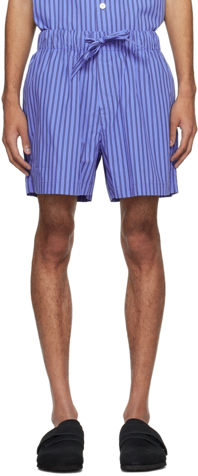 Tekla Striped Organic Cotton-poplin Pyjama Shorts In Blue