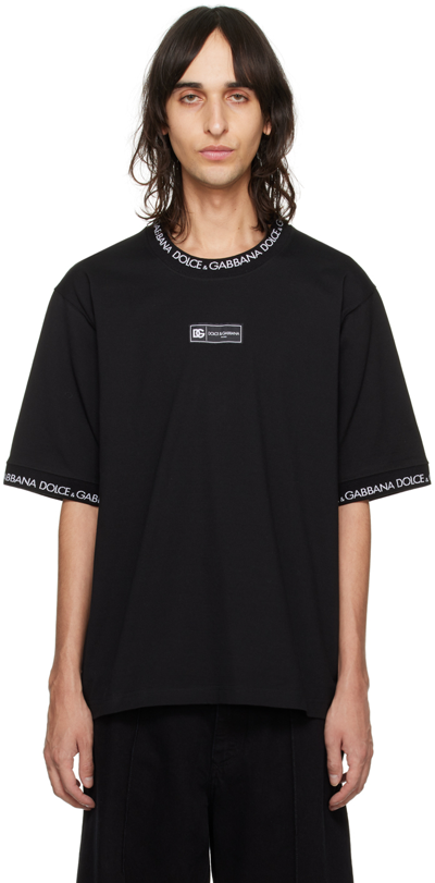 Dolce & Gabbana Black Jacquard T-shirt In Nero