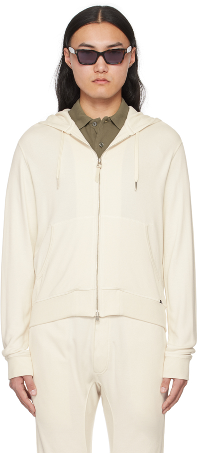 Tom Ford Off-white Lightweight Lounge Hoodie In Ivory