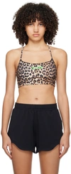 Ganni Brown Active Sport Bra In 943 Leopard