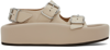 MM6 MAISON MARGIELA BEIGE WEBBING SLIP-ON PLATFORM SANDALS