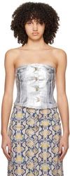 Ganni Women Organic Cotton Denim Corset In 151 Bright White