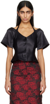 Ganni Black Halterneck Blouse In 099 Black