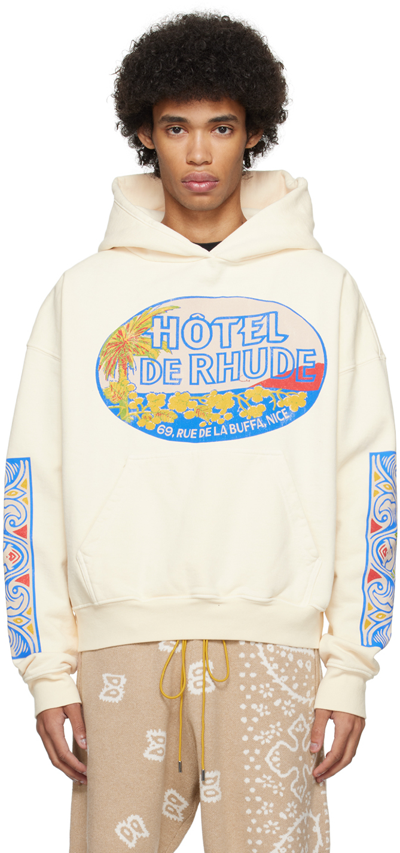 Rhude Hotel Hoodie In White
