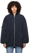 Ganni Oversized Multiple-pocket Bomber Jacket In 683 Sky Captain
