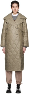 Ganni Quilted Recycled-shell Coat In 019 Fallen Rock