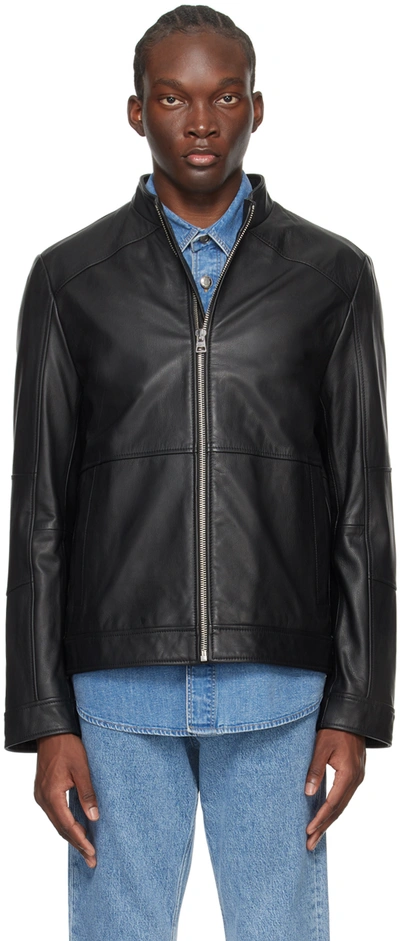 Hugo Zipped Biker Jacket In Black