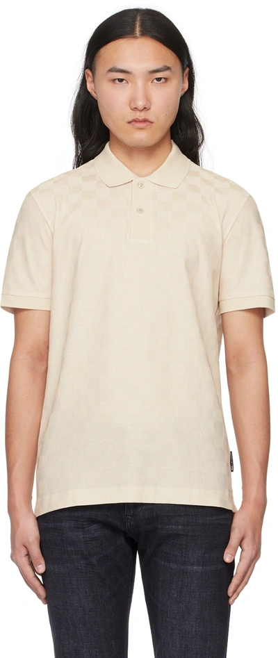 Hugo Boss Porsche X Boss Mercerized-cotton Polo Shirt With Check Structure In White