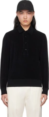Tom Ford Men Fine Gauge Pure Wool Ls Polo In Black